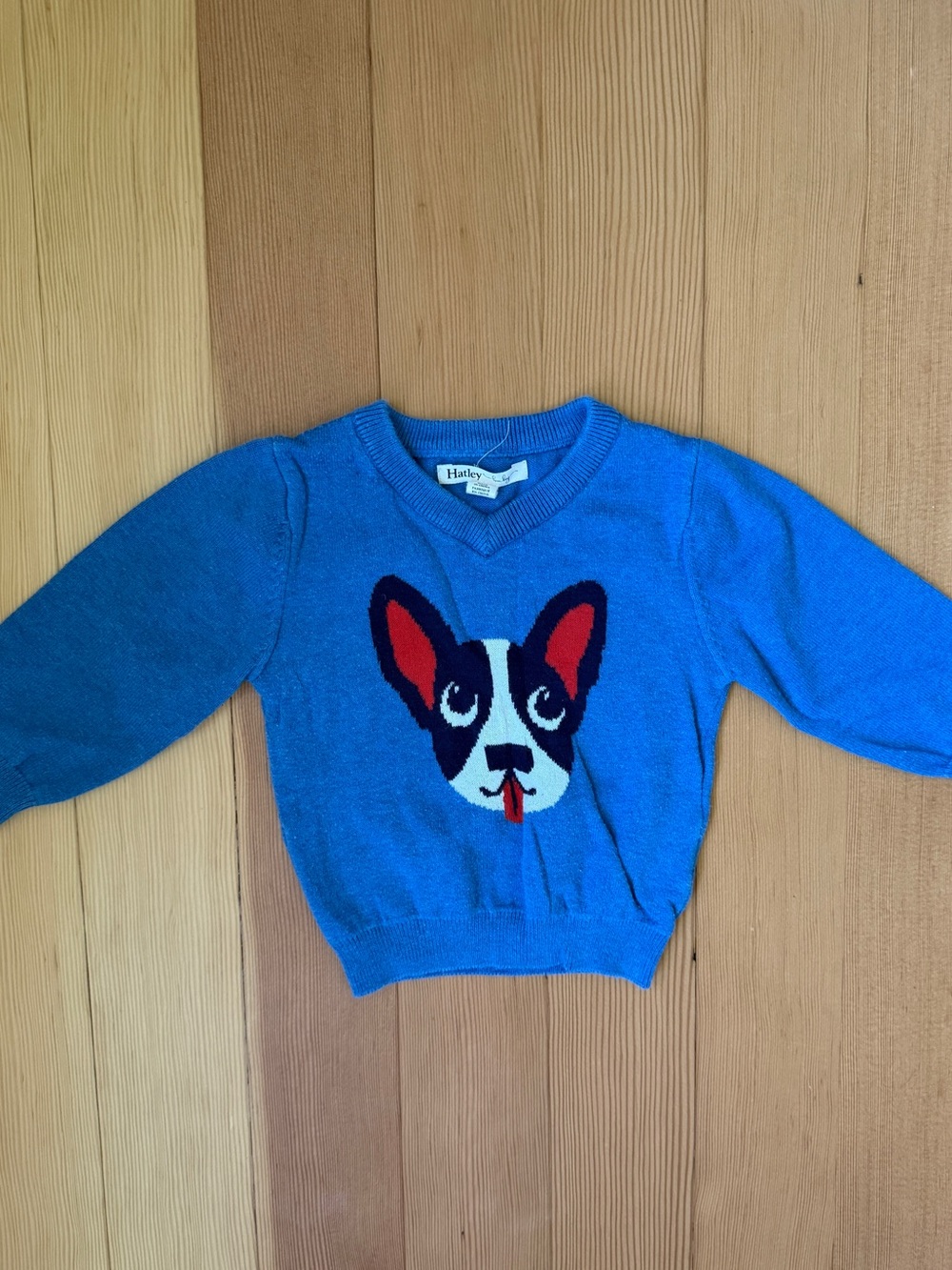 Hatley Bright Blue Kids Sweater with Dog Face Motif
